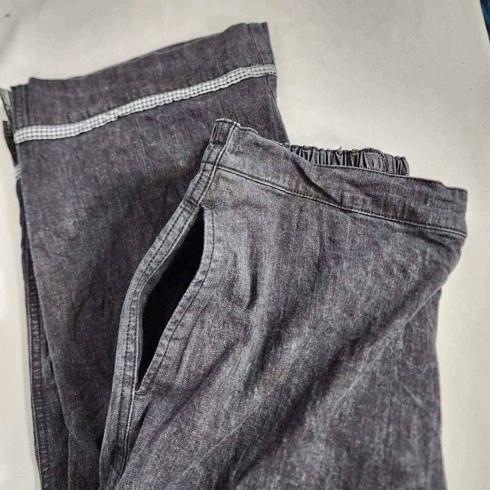 Denim & Co Womens Pants Large Classic Waist Stretch Twill Cropped Black A87541
